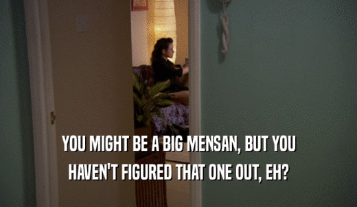 YOU MIGHT BE A BIG MENSAN, BUT YOU HAVEN'T FIGURED THAT ONE OUT, EH? 