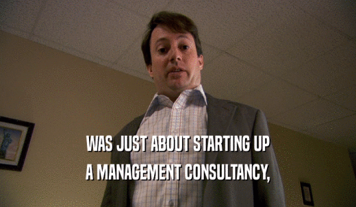 WAS JUST ABOUT STARTING UP A MANAGEMENT CONSULTANCY, 