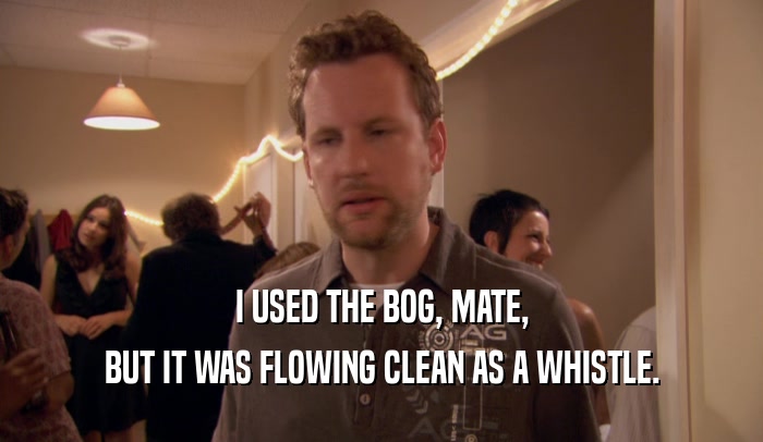 I USED THE BOG, MATE, BUT IT WAS FLOWING CLEAN AS A WHISTLE. 