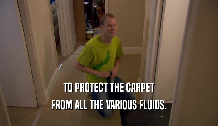 TO PROTECT THE CARPET FROM ALL THE VARIOUS FLUIDS. 