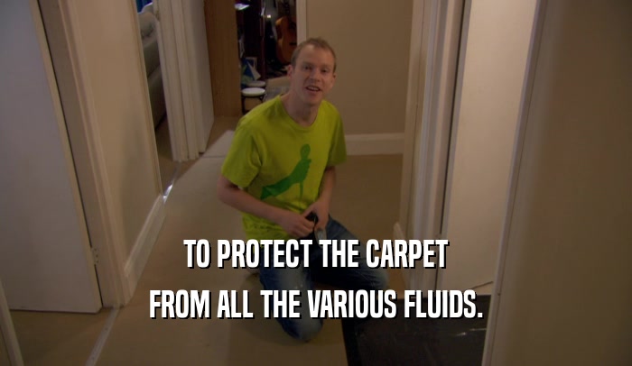 TO PROTECT THE CARPET FROM ALL THE VARIOUS FLUIDS. 