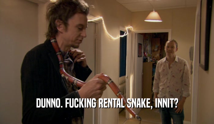 DUNNO. FUCKING RENTAL SNAKE, INNIT?  