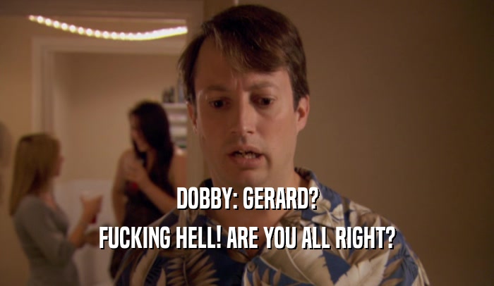 DOBBY: GERARD? FUCKING HELL! ARE YOU ALL RIGHT? 