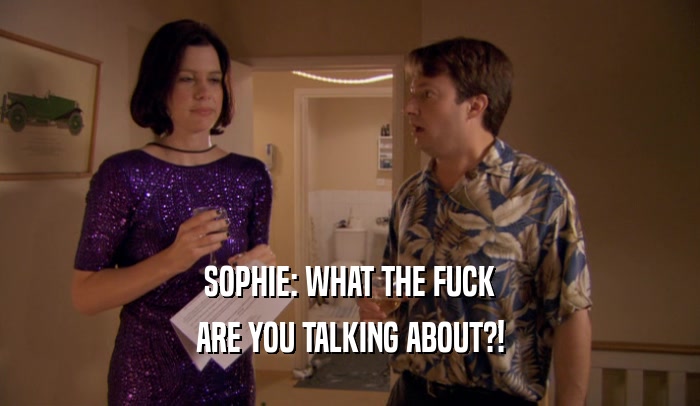 SOPHIE: WHAT THE FUCK ARE YOU TALKING ABOUT?! 