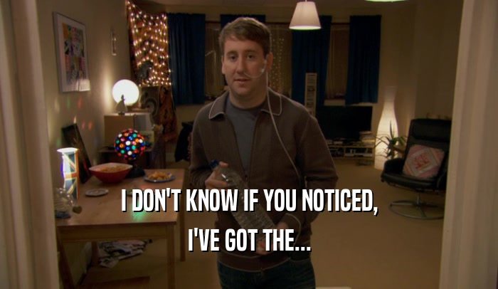 I DON'T KNOW IF YOU NOTICED, I'VE GOT THE... 