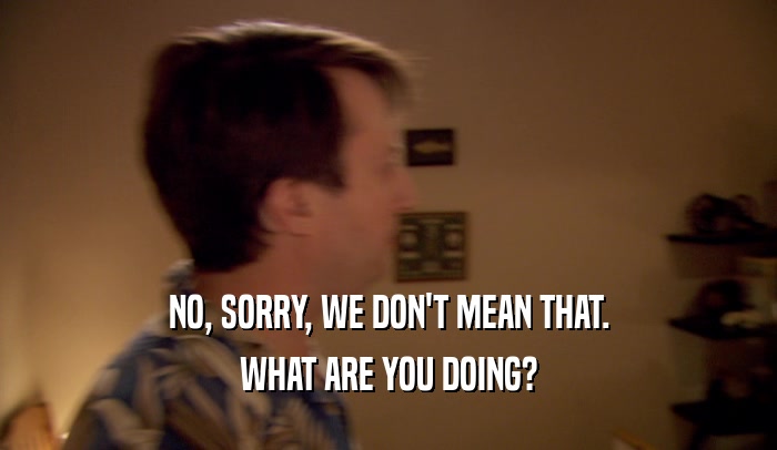 NO, SORRY, WE DON'T MEAN THAT. WHAT ARE YOU DOING? 