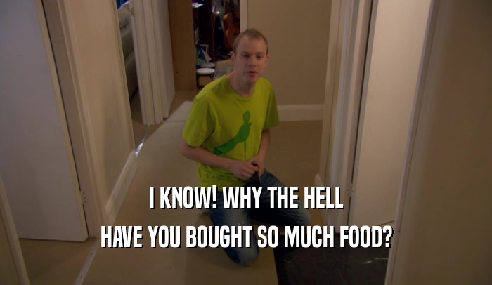 I KNOW! WHY THE HELL HAVE YOU BOUGHT SO MUCH FOOD? 