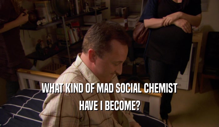 WHAT KIND OF MAD SOCIAL CHEMIST
 HAVE I BECOME?
 