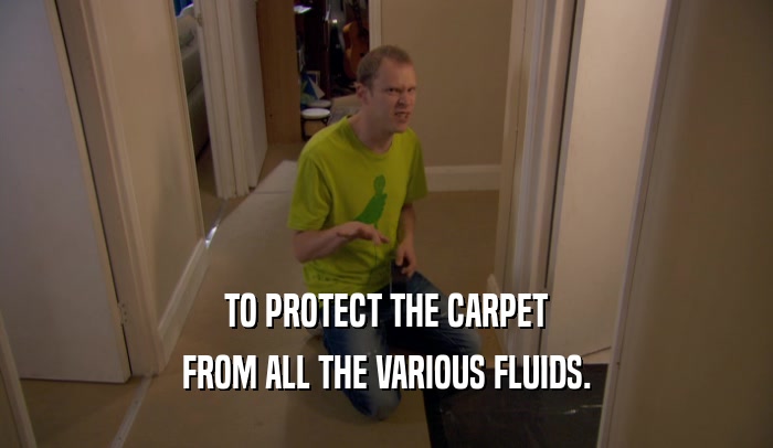 TO PROTECT THE CARPET FROM ALL THE VARIOUS FLUIDS. 