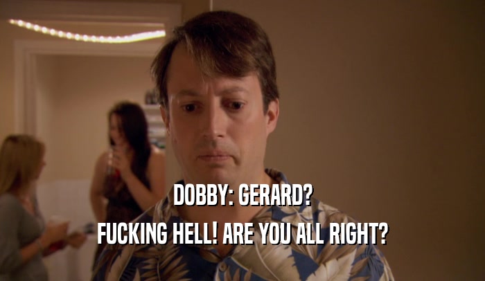DOBBY: GERARD? FUCKING HELL! ARE YOU ALL RIGHT? 