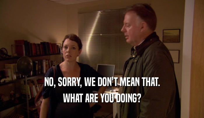 NO, SORRY, WE DON'T MEAN THAT. WHAT ARE YOU DOING? 