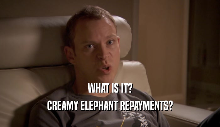 WHAT IS IT?
 CREAMY ELEPHANT REPAYMENTS?
 