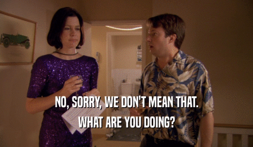 NO, SORRY, WE DON'T MEAN THAT. WHAT ARE YOU DOING? 