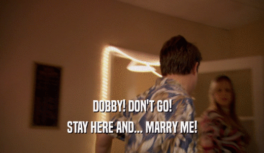 DOBBY! DON'T GO! STAY HERE AND... MARRY ME! 