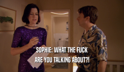 SOPHIE: WHAT THE FUCK ARE YOU TALKING ABOUT?! 