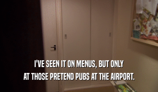 I'VE SEEN IT ON MENUS, BUT ONLY AT THOSE PRETEND PUBS AT THE AIRPORT. 
