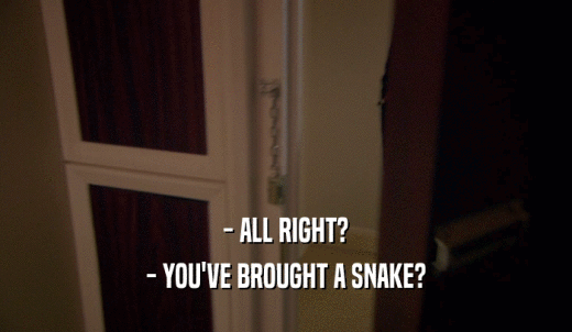 - ALL RIGHT? - YOU'VE BROUGHT A SNAKE? 