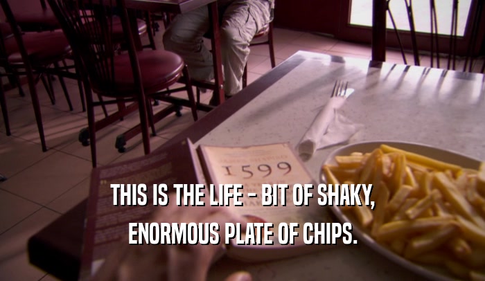 THIS IS THE LIFE - BIT OF SHAKY, ENORMOUS PLATE OF CHIPS. 