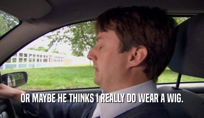 OR MAYBE HE THINKS I REALLY DO WEAR A WIG.  