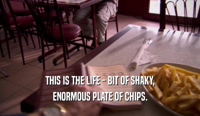 THIS IS THE LIFE - BIT OF SHAKY, ENORMOUS PLATE OF CHIPS. 
