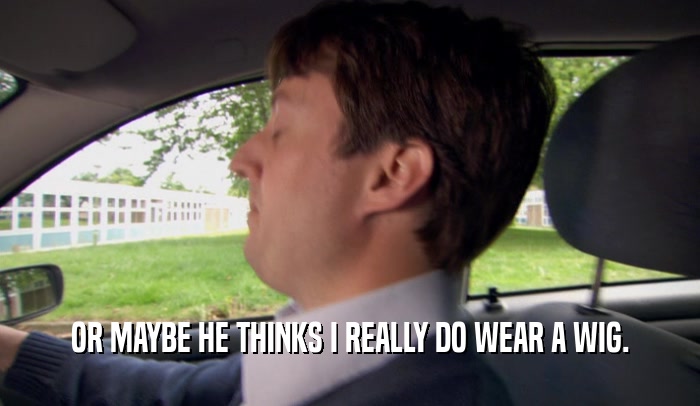 OR MAYBE HE THINKS I REALLY DO WEAR A WIG.  