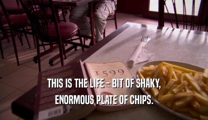 THIS IS THE LIFE - BIT OF SHAKY, ENORMOUS PLATE OF CHIPS. 