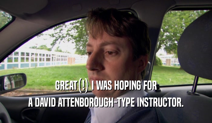GREAT(!) I WAS HOPING FOR A DAVID ATTENBOROUGH-TYPE INSTRUCTOR. 