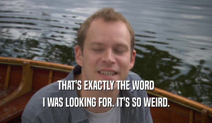 THAT'S EXACTLY THE WORD I WAS LOOKING FOR. IT'S SO WEIRD. 