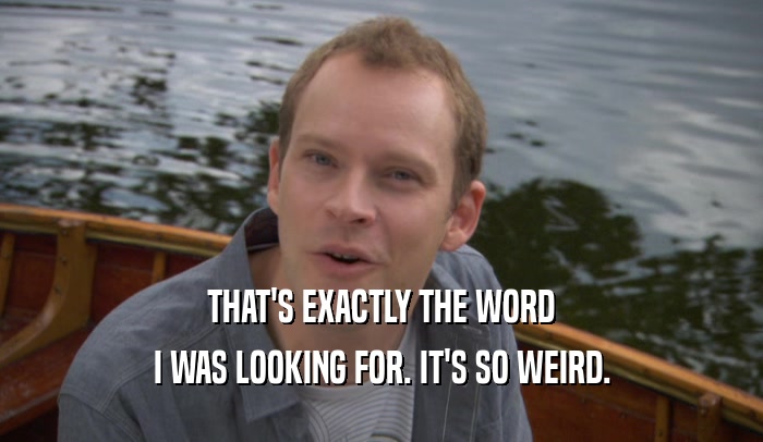 THAT'S EXACTLY THE WORD I WAS LOOKING FOR. IT'S SO WEIRD. 