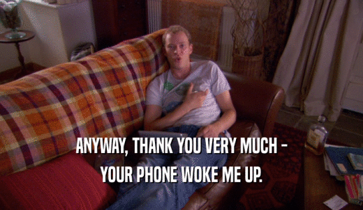 ANYWAY, THANK YOU VERY MUCH - YOUR PHONE WOKE ME UP. 