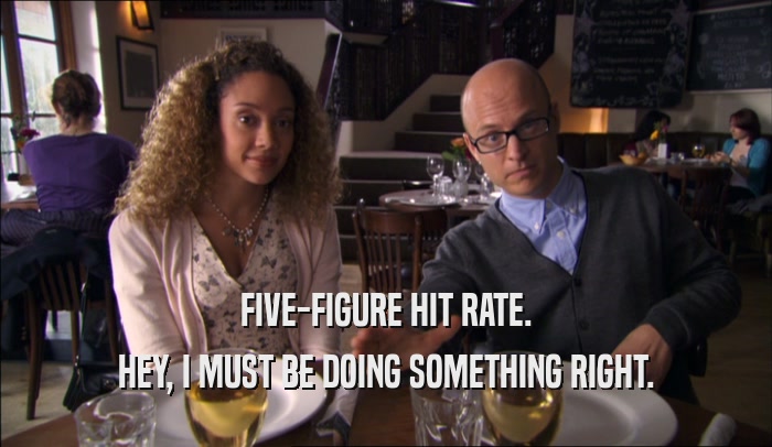FIVE-FIGURE HIT RATE. HEY, I MUST BE DOING SOMETHING RIGHT. 