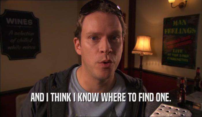 AND I THINK I KNOW WHERE TO FIND ONE.  