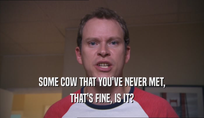 SOME COW THAT YOU'VE NEVER MET, THAT'S FINE, IS IT? 