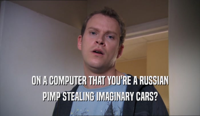 ON A COMPUTER THAT YOU'RE A RUSSIAN
 PIMP STEALING IMAGINARY CARS?
 