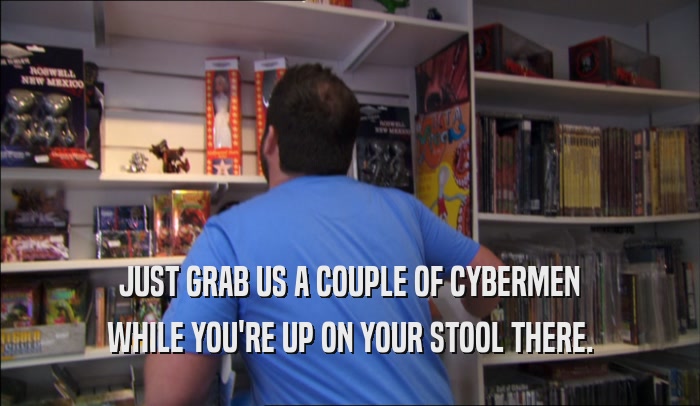 JUST GRAB US A COUPLE OF CYBERMEN WHILE YOU'RE UP ON YOUR STOOL THERE. 
