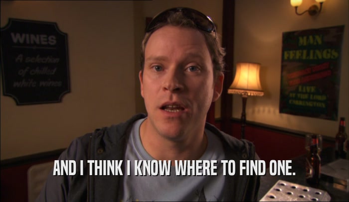 AND I THINK I KNOW WHERE TO FIND ONE.  