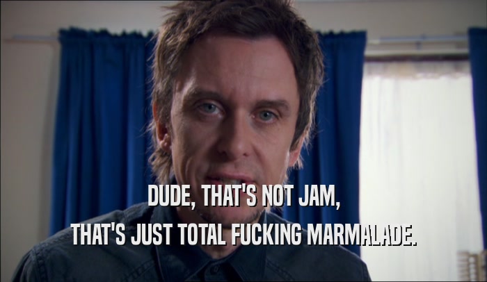 DUDE, THAT'S NOT JAM, THAT'S JUST TOTAL FUCKING MARMALADE. 