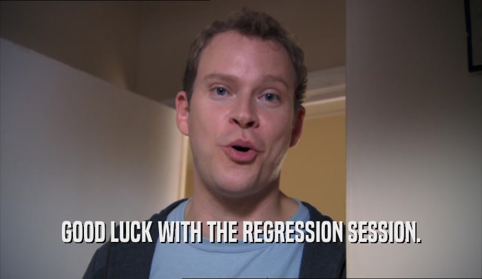 GOOD LUCK WITH THE REGRESSION SESSION.  