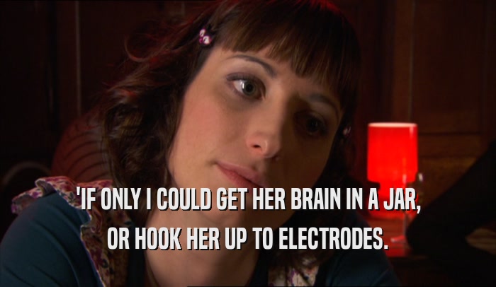 'IF ONLY I COULD GET HER BRAIN IN A JAR, OR HOOK HER UP TO ELECTRODES. 