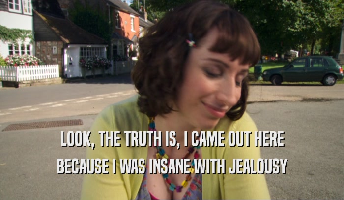 LOOK, THE TRUTH IS, I CAME OUT HERE BECAUSE I WAS INSANE WITH JEALOUSY 