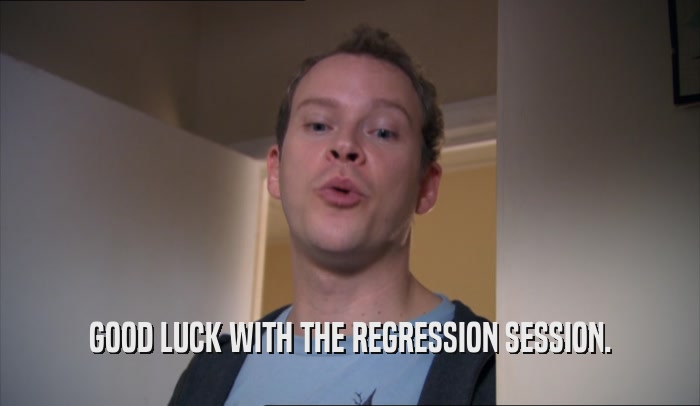 GOOD LUCK WITH THE REGRESSION SESSION.  