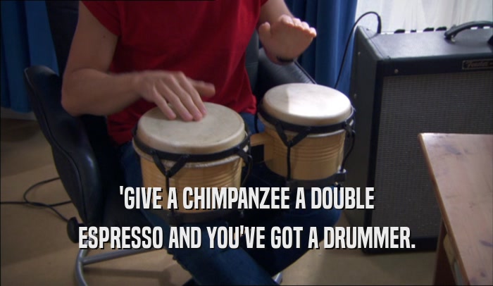 'GIVE A CHIMPANZEE A DOUBLE ESPRESSO AND YOU'VE GOT A DRUMMER. 