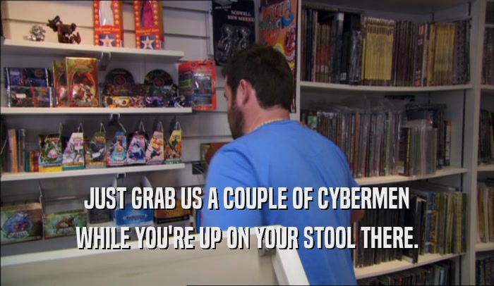 JUST GRAB US A COUPLE OF CYBERMEN WHILE YOU'RE UP ON YOUR STOOL THERE. 