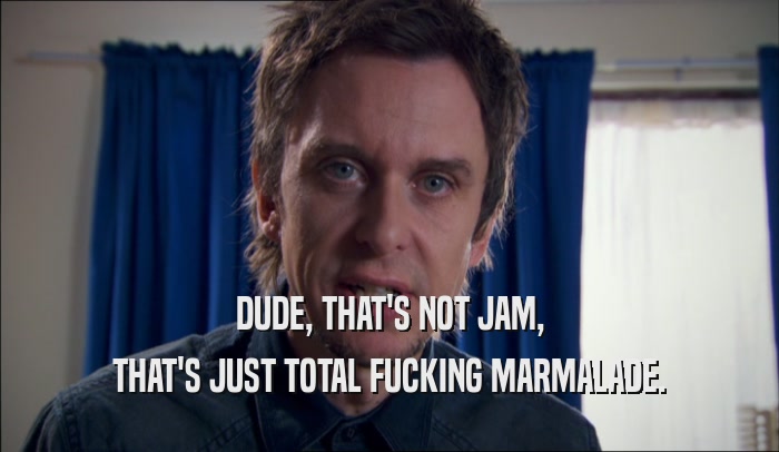 DUDE, THAT'S NOT JAM, THAT'S JUST TOTAL FUCKING MARMALADE. 