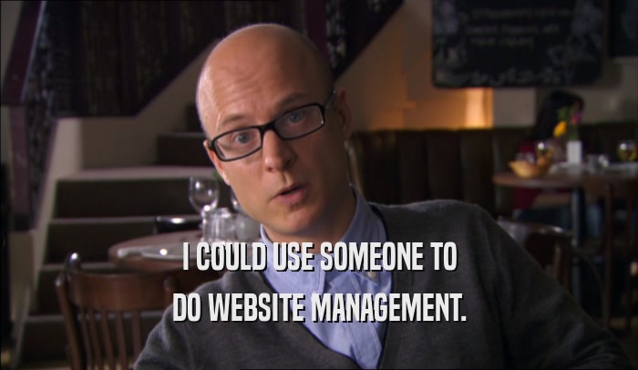 I COULD USE SOMEONE TO DO WEBSITE MANAGEMENT. 