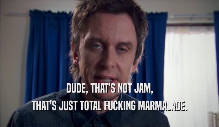 DUDE, THAT'S NOT JAM, THAT'S JUST TOTAL FUCKING MARMALADE. 