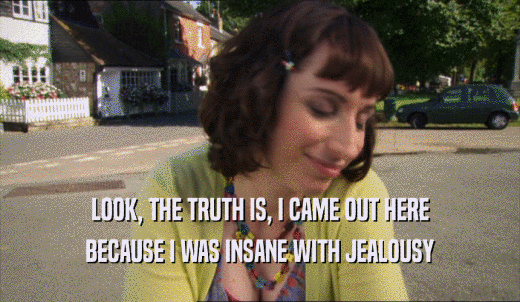 LOOK, THE TRUTH IS, I CAME OUT HERE BECAUSE I WAS INSANE WITH JEALOUSY 