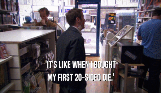 'IT'S LIKE WHEN I BOUGHT MY FIRST 20-SIDED DIE.' 