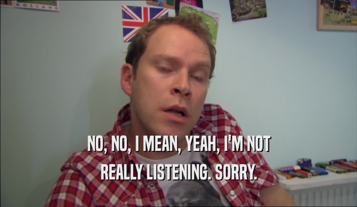 NO, NO, I MEAN, YEAH, I'M NOT REALLY LISTENING. SORRY. 