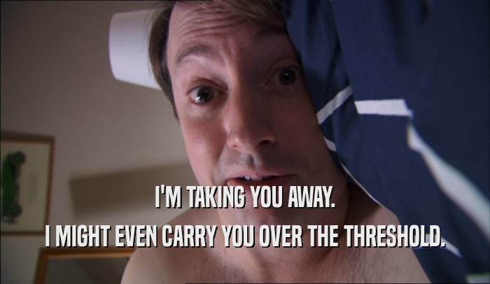 I'M TAKING YOU AWAY. I MIGHT EVEN CARRY YOU OVER THE THRESHOLD. 
